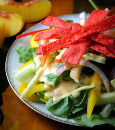 jicama tortilla salad with peach dressing 034~1
