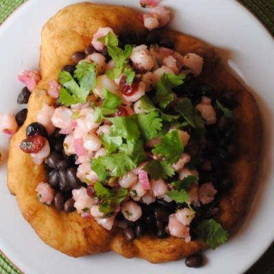 Quick Indian Frybread Taco with Hominy Salsa