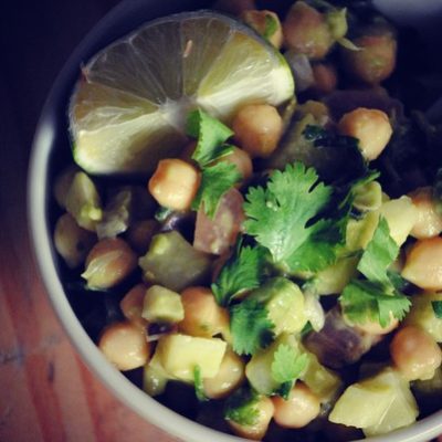 Garbanzo Salad with Mango Cumin Dressing