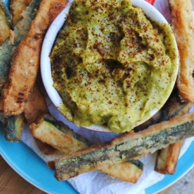Zucchini Fries with Tequila-Spiked Avocado Dip