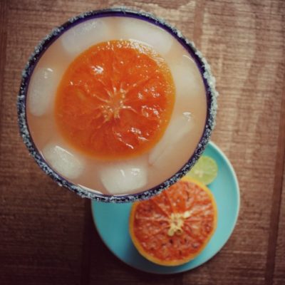 Broiled Grapefruit Margarita with Candied Grapefruit Slices