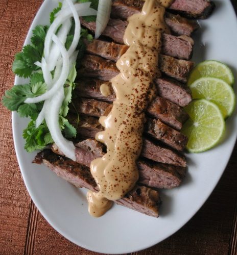 Fajitas with Peanut Butter Ancho Sauce