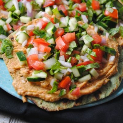 Spicy Grilled Hummus Tostadas