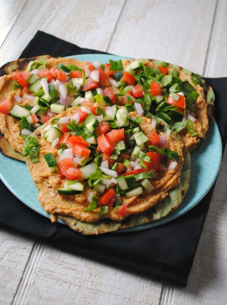 Spicy Grilled Hummus Tostadas 