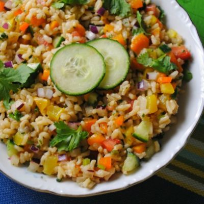 Brown Rice Salad with Cilantro Lime Dressing