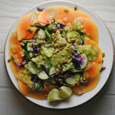 Papaya Salad with Kiwi Lime Dressing