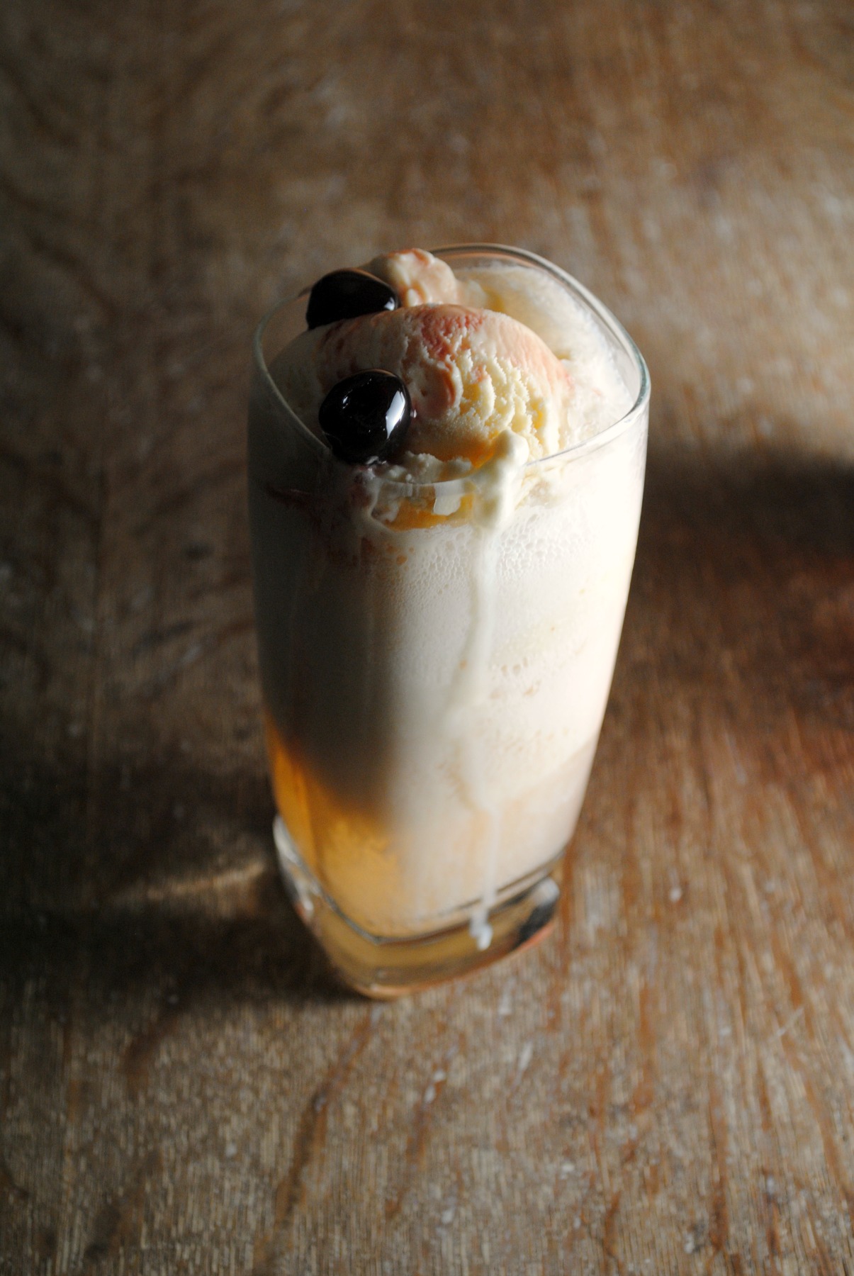 Peaches & Whiskey Ice Cream Float - A Beautiful Mess