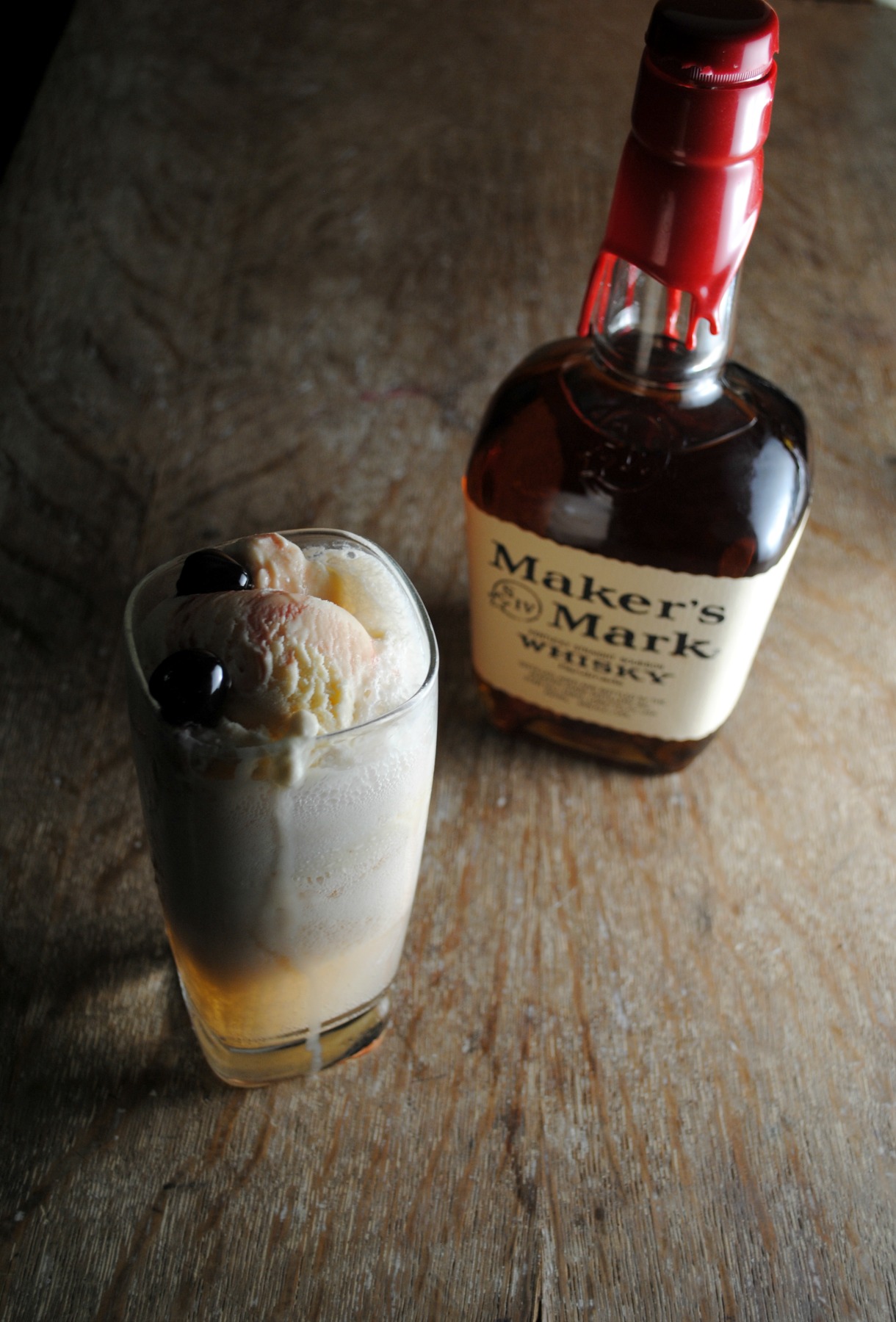 Peaches & Whiskey Ice Cream Float - A Beautiful Mess