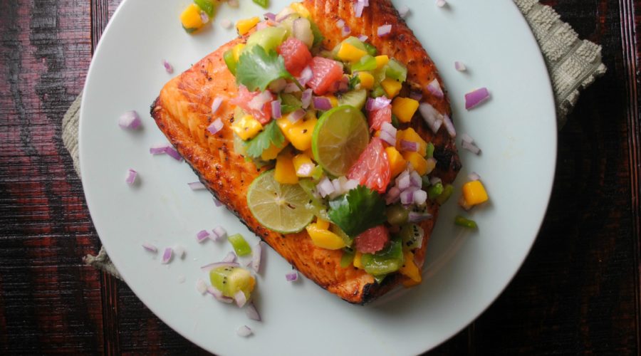 salmon with Caribbean salsa