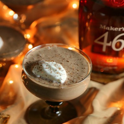 Mexican Chocolate Eggnog with Bourbon Whipped Cream