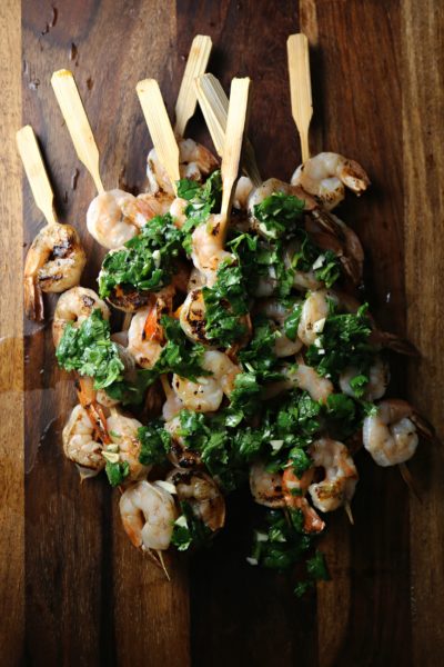 Grilled Shrimp with Cilantro-Lemon Salsa Verde