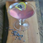 Lavender Martini on a wooden board