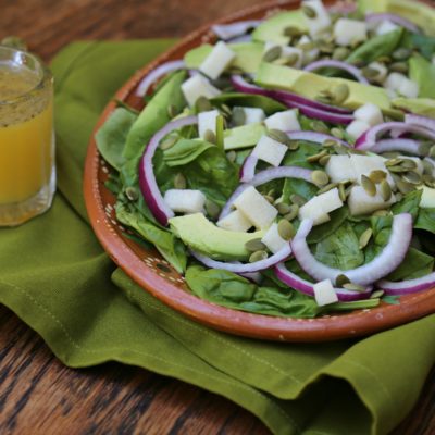 Mexican Spinach Salad with Mango-Lime Dressing