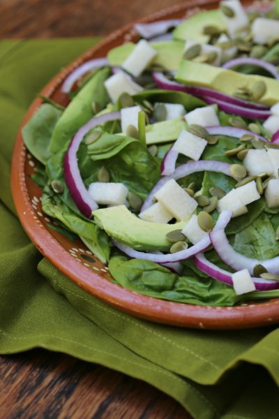 Mexican Spinach Salad with Mango-Lime Dressing