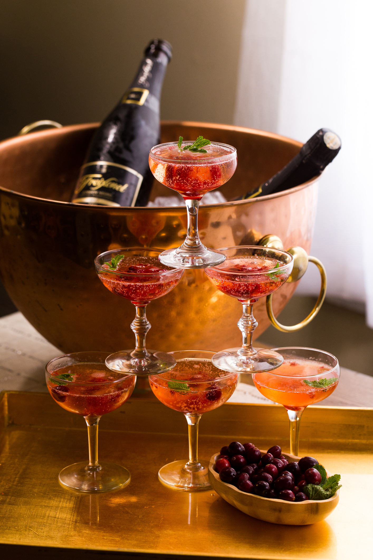 Cranberry Champagne Cocktail + DIY Champagne Tower - Sweet Life