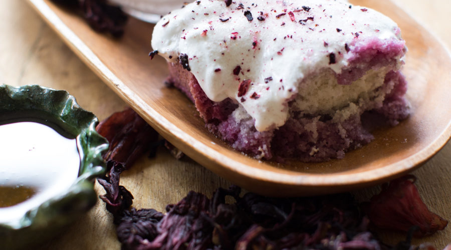 The Best Ever Hibiscus Tres Leches Cake ready and served