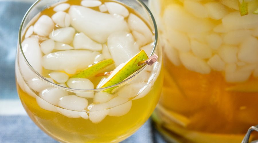 Piloncillo Pear Sangria served in a jar and a cup
