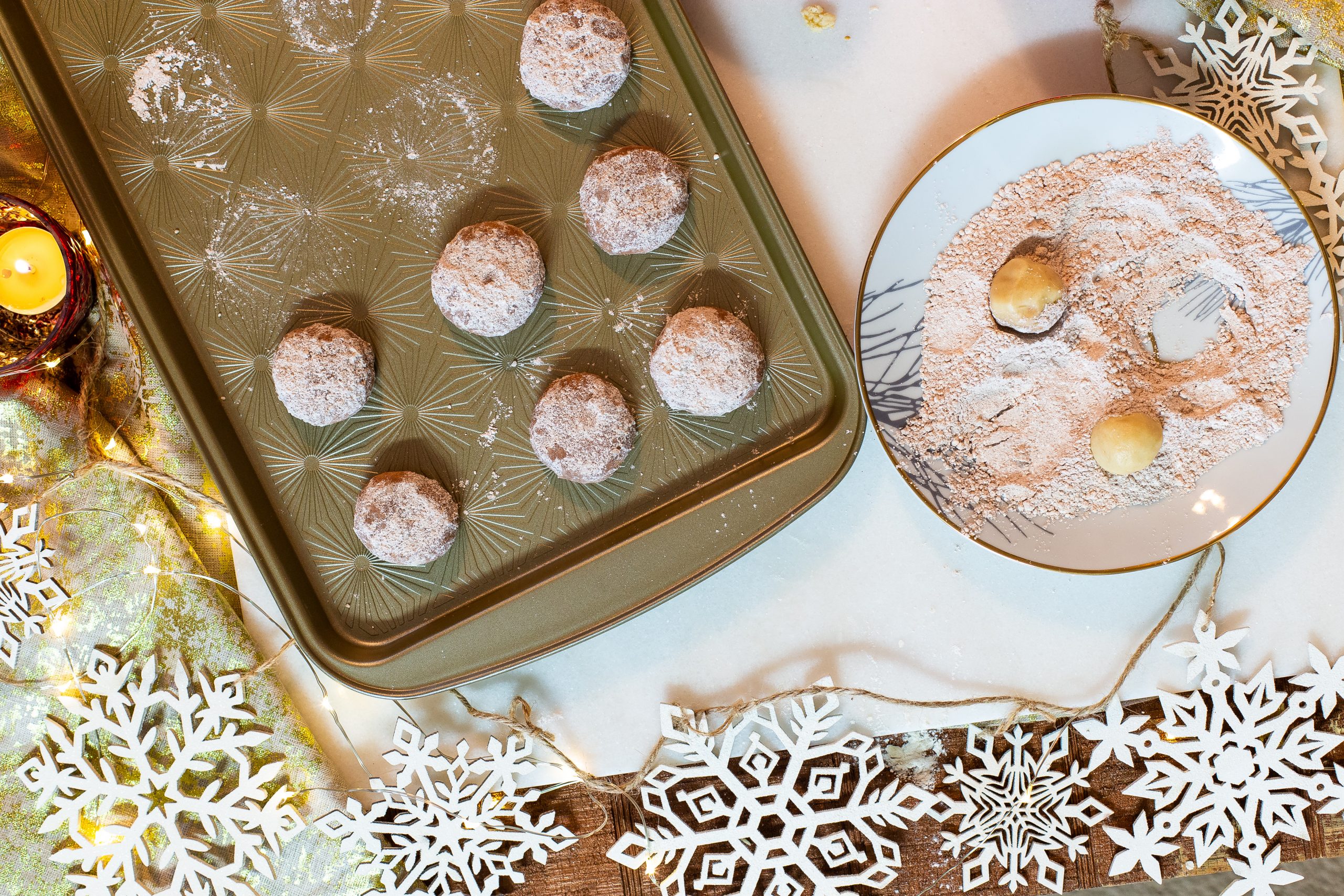 Cocoa Cashew Mexican Wedding Cookies