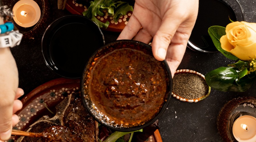 Steaks drizzled with Salsa Macha