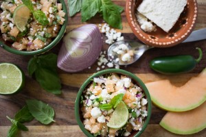 fresh salsa made with cantaloupe