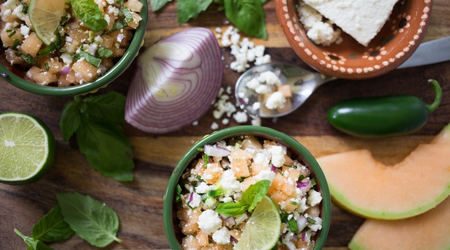 fresh salsa made with cantaloupe