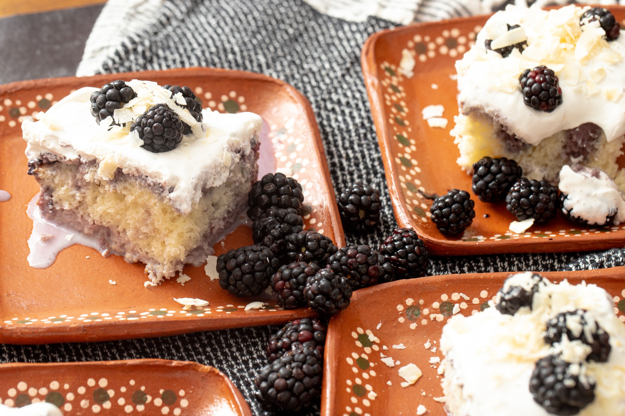 coconut milk infused with blackberries for tres leches cake