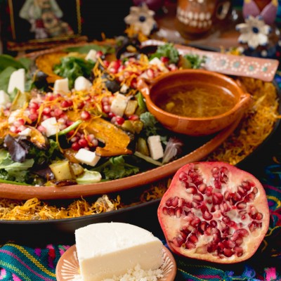 Roasted Acorn & Chayote Squash Salad with Marigold Vinaigrette