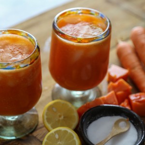 fresh agua fresca made with papaya and carrots