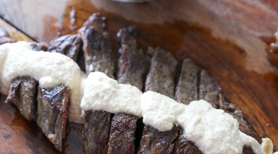 Beef Fajitas with Spicy Peanut Salsa {Salsa de Cacahuate}