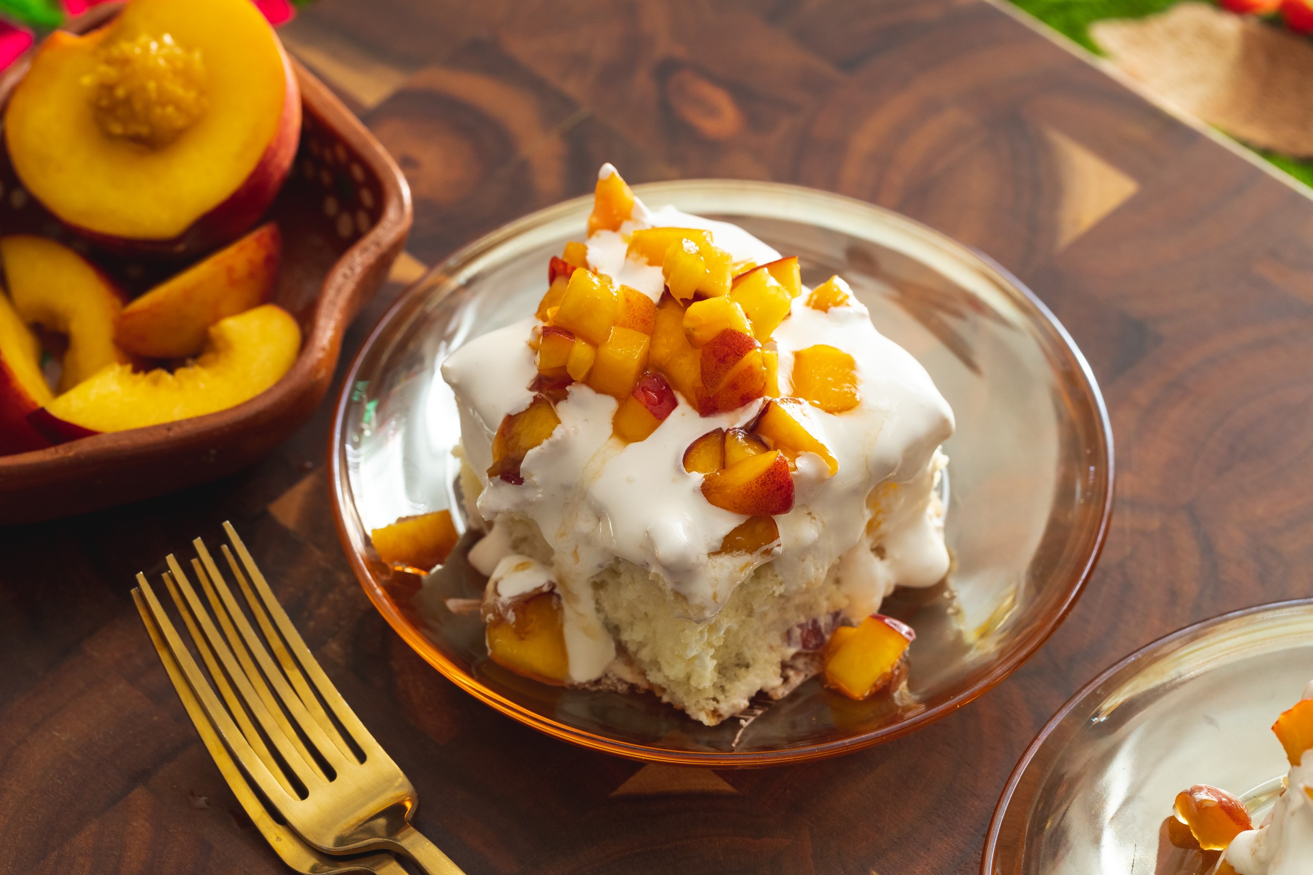 how to make a peach tres leches cake