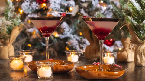 シーグラスアート『 Christmas Cocktail.。.:*☆』 Mandarin & Cranberry Cosmopolitan - a Christmas cocktail
