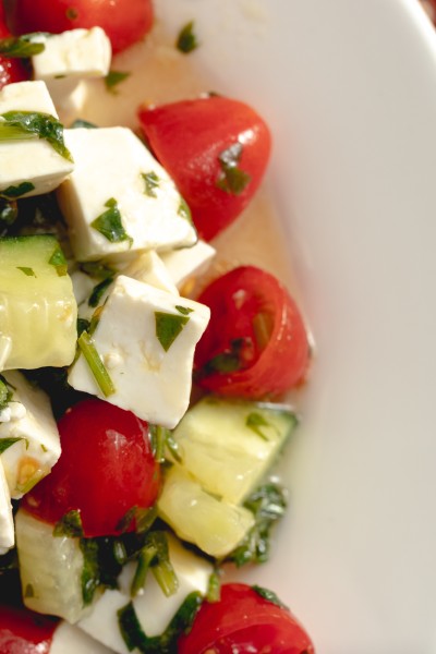 no cook Tomato Cucumber Panela Salad recipe