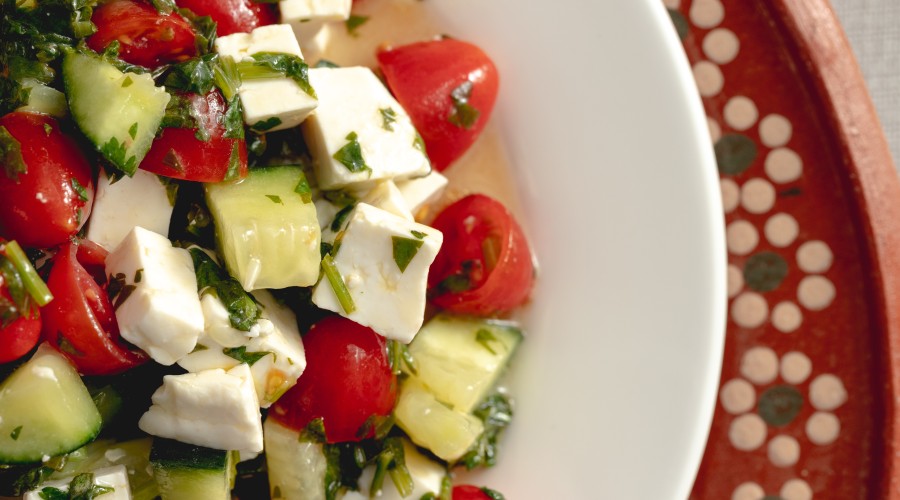 no cook Tomato Cucumber Panela Salad recipe